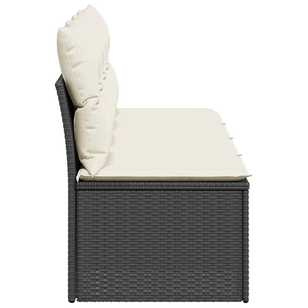 Garden Sofa with Cushions 4-Seater Black Poly Rattan