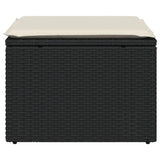 Garden Stool with Cushion Black 55x55x37 cm Poly Rattan