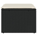 Garden Stool with Cushion Black 55x55x37 cm Poly Rattan
