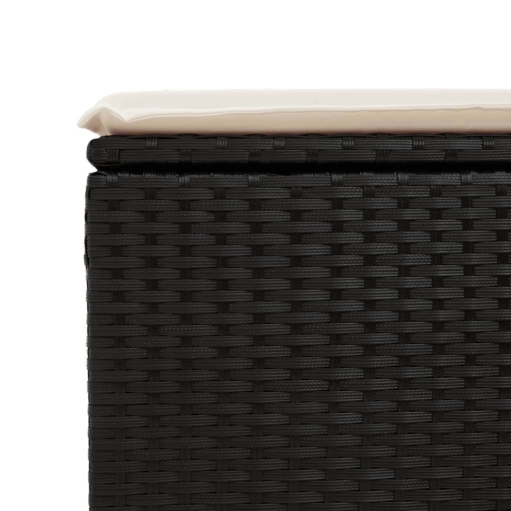 Garden Stool with Cushion Black 55x55x37 cm Poly Rattan