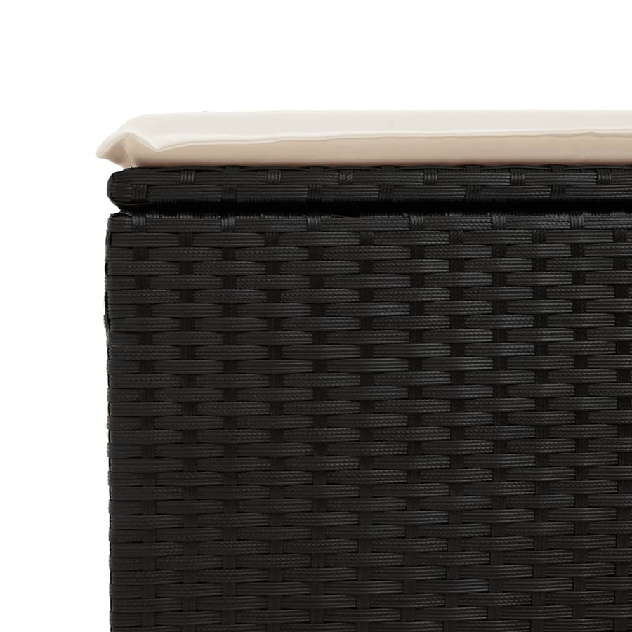 Garden Stool with Cushion Black 55x55x37 cm Poly Rattan