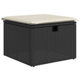 Garden Stool with Cushion Black 55x55x37 cm Poly Rattan