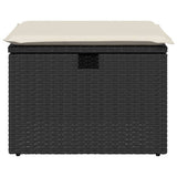 Garden Stool with Cushion Black 55x55x37 cm Poly Rattan