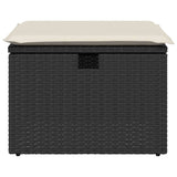 Garden Stool with Cushion Black 55x55x37 cm Poly Rattan - Top-Down View