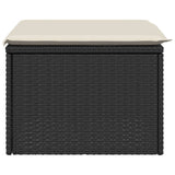 Garden Stool with Cushion Black 55x55x37 cm Poly Rattan