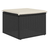Garden Stool with Cushion Black 55x55x37 cm Poly Rattan - Rear View
