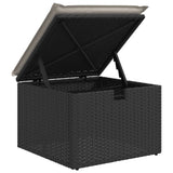 Garden Stool with Cushion Black 55x55x37 cm Poly Rattan
