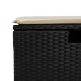 Garden Stool with Cushion Black 55x55x37 cm Poly Rattan