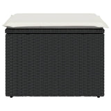 Garden Stool with Cushion Black 55x55x37 cm Poly Rattan