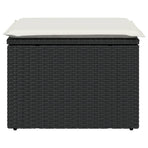 Garden Stool with Cushion Black 55x55x37 cm Poly Rattan
