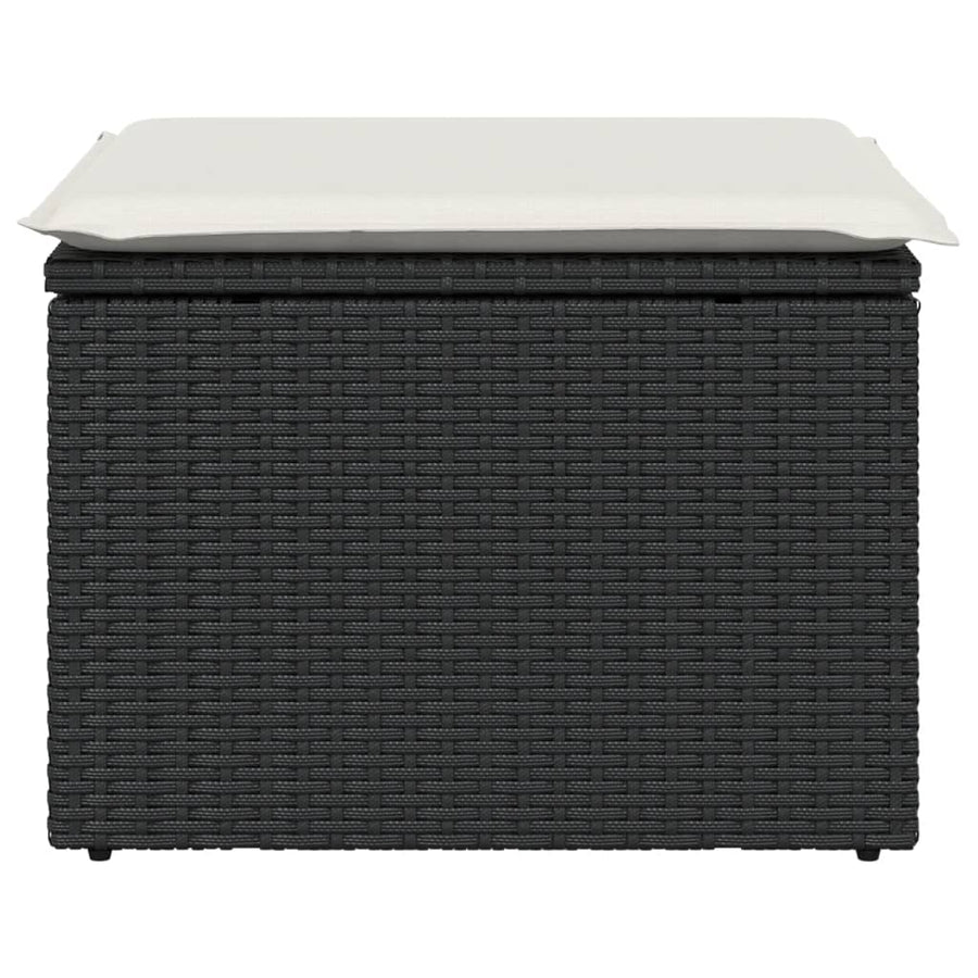 Garden Stool with Cushion Black 55x55x37 cm Poly Rattan