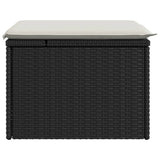 Garden Stool with Cushion Black 55x55x37 cm Poly Rattan