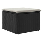 Garden Stool with Cushion Black 55x55x37 cm Poly Rattan