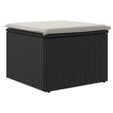 Garden Stool with Cushion Black 55x55x37 cm Poly Rattan - Rear View