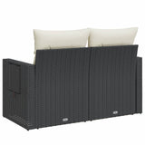Garden Sofa with Cushions 2-Seater Black Poly Rattan - Close-Up Angle