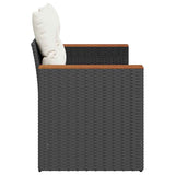 Garden Sofa with Cushions 2-Seater Black Poly Rattan - 45-Degree Angle