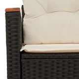 Garden Sofa with Cushions 2-Seater Black Poly Rattan - Close-Up Angle