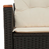Garden Sofa with Cushions 2-Seater Black Poly Rattan - Extra Image
