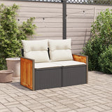 Garden Sofa with Cushions 2-Seater Black Poly Rattan - Side View