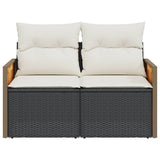 Garden Sofa with Cushions 2-Seater Black Poly Rattan - Top-Down View