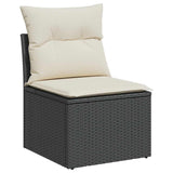 Garden Chair Armless with Cushions Black Poly Rattan - Front View
