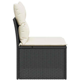 Garden Chair Armless with Cushions Black Poly Rattan