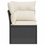 Garden Sofa Corner with Cushions Black Poly Rattan - 45-Degree Angle