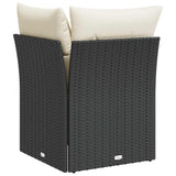 Garden Sofa Corner with Cushions Black Poly Rattan