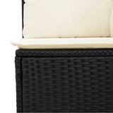 Garden Sofa Corner with Cushions Black Poly Rattan - Extra Image
