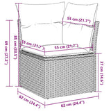 Garden Sofa Corner with Cushions Black Poly Rattan - Extra Image
