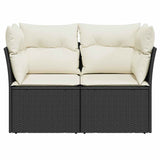 Garden Sofa with Cushions 2-Seater Black Poly Rattan - Top-Down View