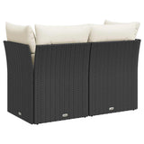 Garden Sofa with Cushions 2-Seater Black Poly Rattan