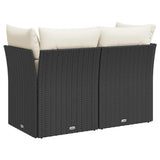 Garden Sofa with Cushions 2-Seater Black Poly Rattan - Rear View