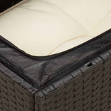 Garden Sofa with Cushions 2-Seater Black Poly Rattan - Low Angle