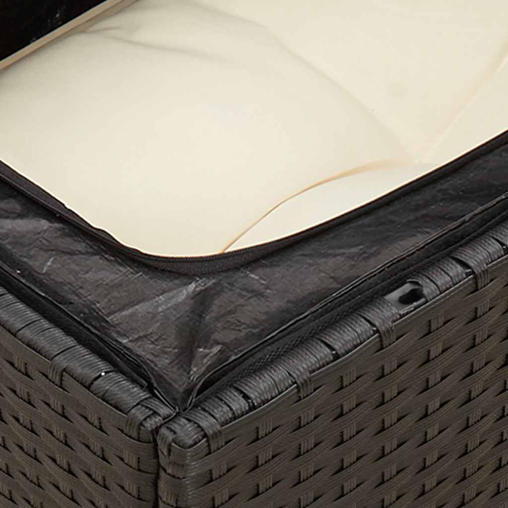 Garden Sofa with Cushions 3-Seater Black Poly Rattan