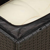 Garden Sofa with Cushions 3-Seater Black Poly Rattan - Low Angle