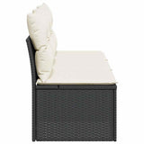 Garden Sofa with Cushions 3-Seater Black Poly Rattan - 45-Degree Angle