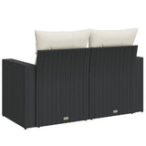 Garden Sofa with Cushions 2-Seater Black Poly Rattan - Rear View