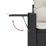 Garden Sofa with Cushions 2-Seater Black Poly Rattan - Extra Image