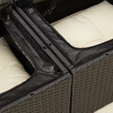 Garden Sofa with Cushions 2-Seater Black Poly Rattan - Extra Image