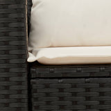 Garden Sofa with Cushions 2-Seater Black Poly Rattan - Extra Image