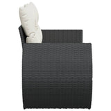 Garden Sofa with Cushions 2-Seater Black Poly Rattan - 45-Degree Angle