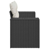 Garden Sofa with Cushions 2-Seater Black Poly Rattan - 45-Degree Angle