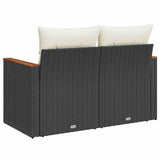 Garden Sofa with Cushions 2-Seater Black Poly Rattan - Rear View