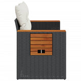 Garden Sofa with Cushions 2-Seater Black Poly Rattan