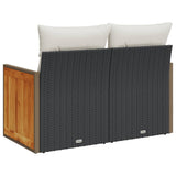 Garden Sofa with Cushions 2-Seater Black Poly Rattan - Rear View