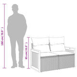 Garden Sofa with Cushions 2-Seater Black Poly Rattan - Extra Image