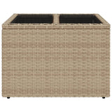 Garden Table with Glass Top Beige 55x55x37 cm Poly Rattan - Top-Down View