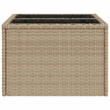 Garden Table with Glass Top Beige 55x55x37 cm Poly Rattan