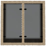 Garden Table with Glass Top Beige 55x55x37 cm Poly Rattan